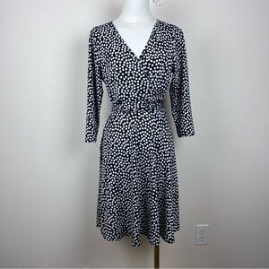Annalee Hope Dress Womens Medium Wrap Fit and Flare Polka Dot Office Work Black